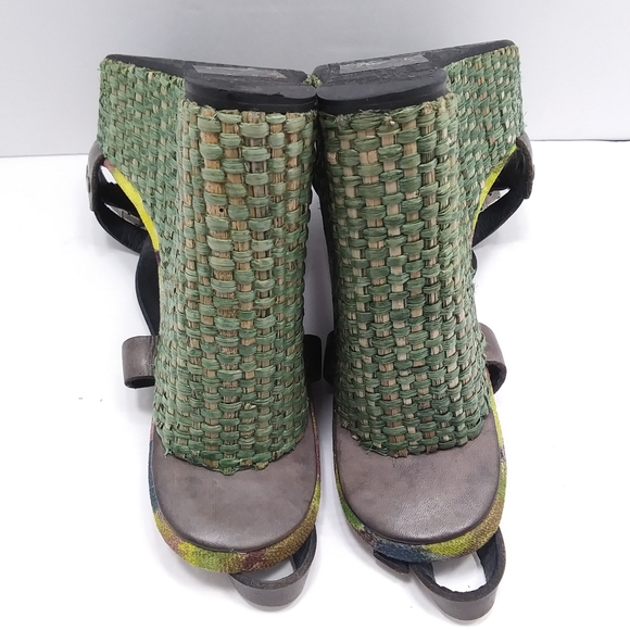 SAM EDELMAN Abstract Fabric & Woven Straw Recessed Platform Wedge Bling … - Picture 11 of 15